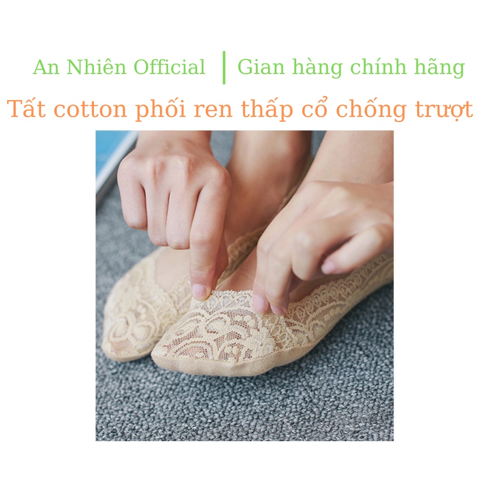 Tất Ren Cotton Cổ Ngắn Chống Trượt Hàng Thiết Kế Cao Cấp Siêu Đẹp Cho Nàng Cá Tính
