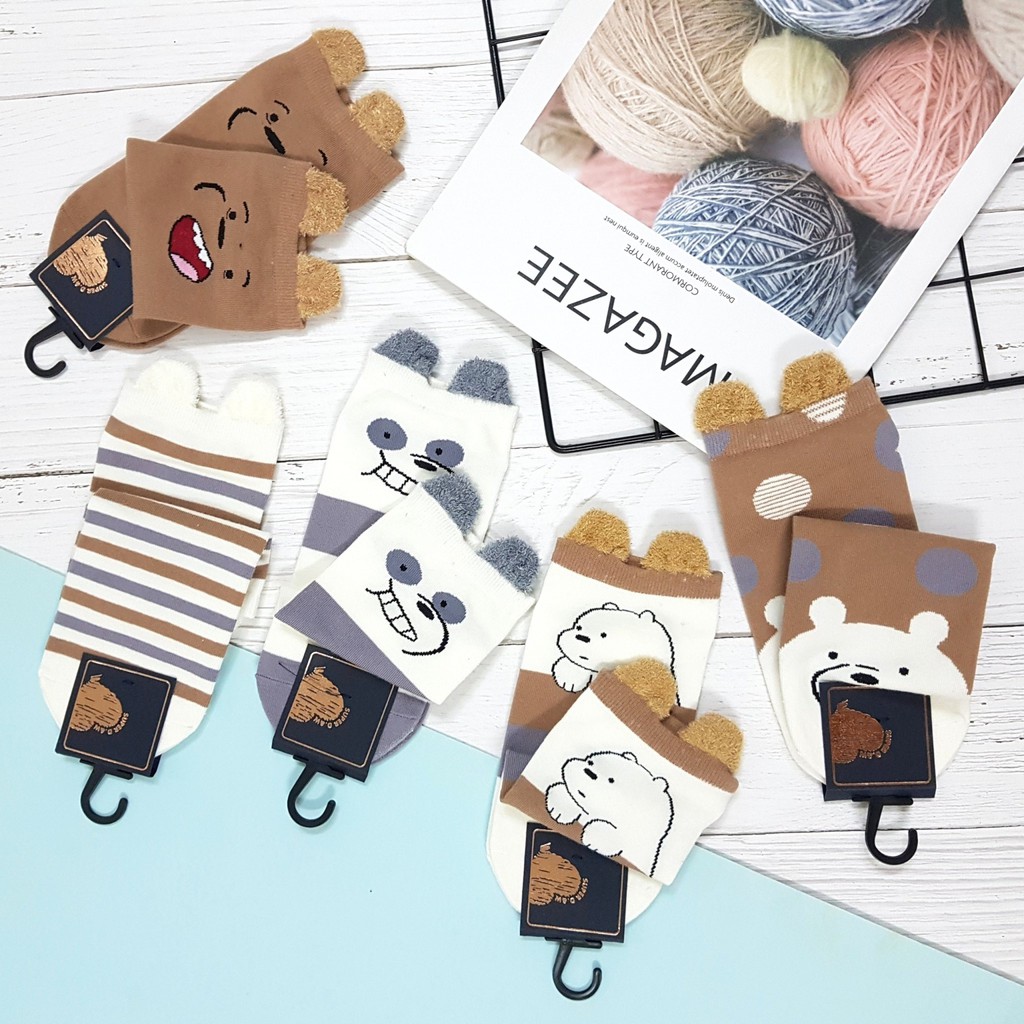 Vớ thun cotton cổ ngắn We Are Bear