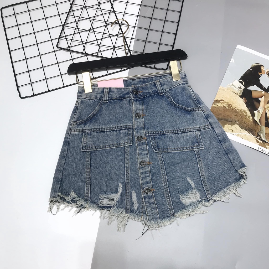 Quần jeans vạt lệch gi.ả váy 747 (kèm ảnh thật,video)