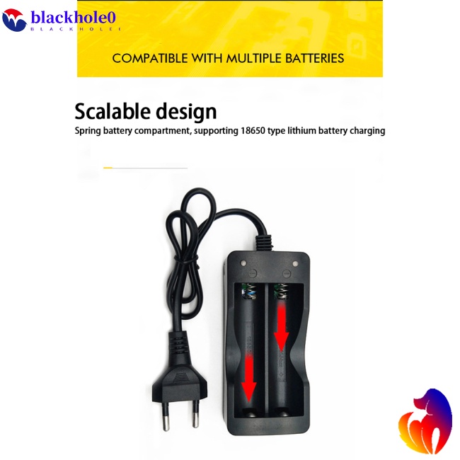 Bộ Sạc Pin Lithium Thông Minh Hai Khe Pin 18650 Có Dây Cáp