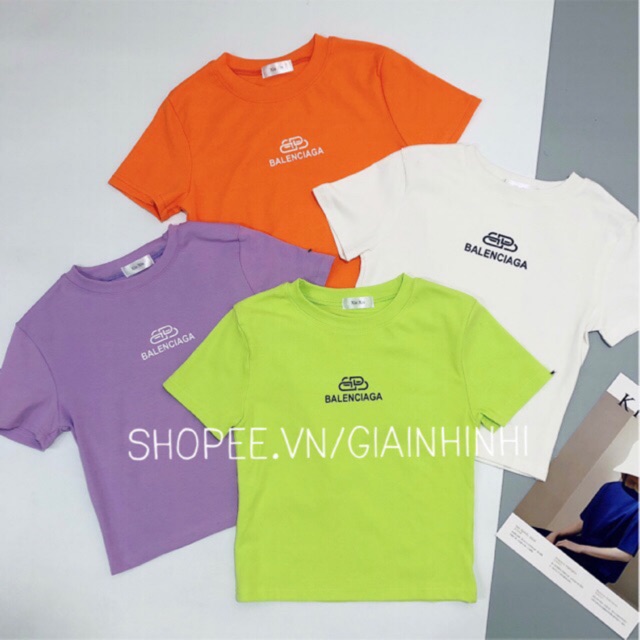 Áo thun xin xin cổ tròn form ôm dáng crop, Áo phông ngắn tay in chữ ngực BB XX301 - NhiNhi Shop