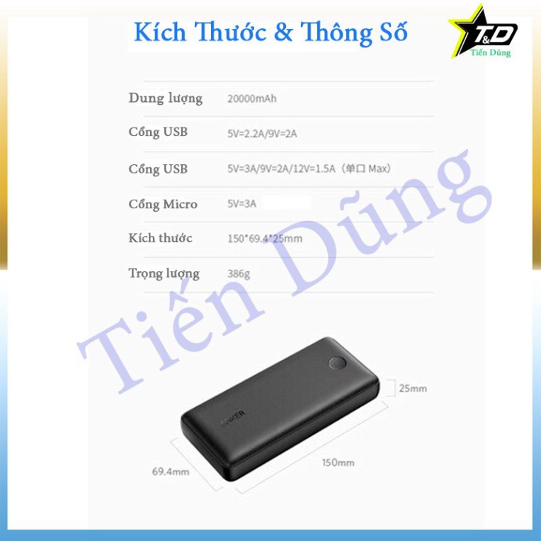 Pin sạc dự phòng Anker PowerCore Select 20000mAh - Pin Anker A1363 sạc nhanh 18W tiêu chầu QC3.0 ♥️♥️