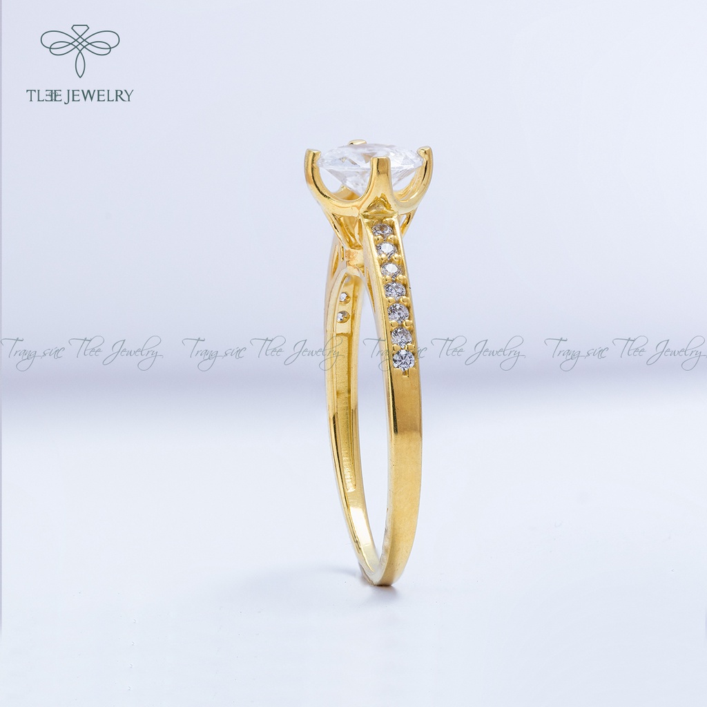 Nhẫn bạc nữ TLEE bốn chấu mạ vàng 14k sang tay NCJ A0147