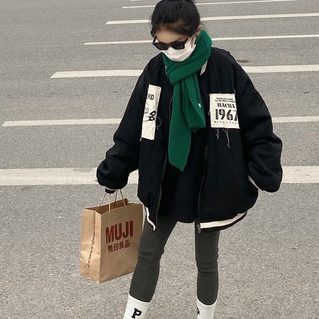 Áo Khoác Nỉ Dày Dáng Rộng Thêu Họa Tiết Phong Cách Rockmagic Mới Cho Nữ