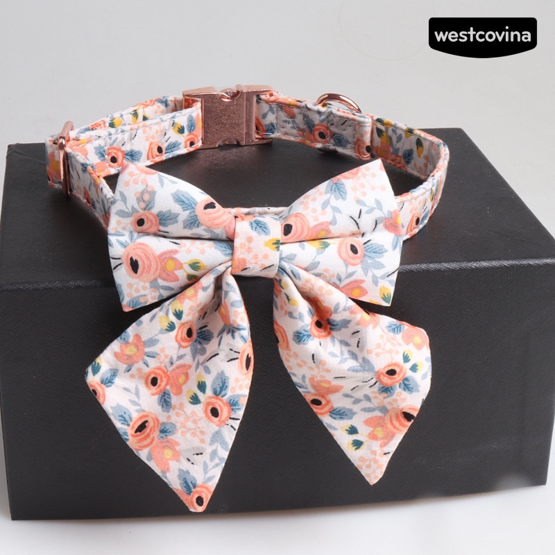 [Mới]♞Vòng Cổ In Hoa Thắt Nơ Dễ Thương Cho Thú Cưng