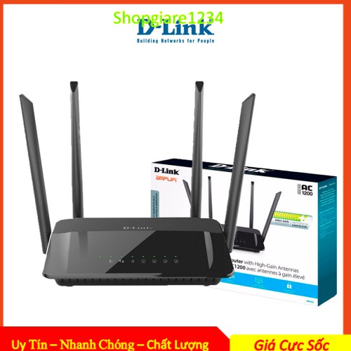 Bộ phát Wifi D-Link DIR-822 Băng tần kép Chuẩn AC1200 - Bảo hành chính hãng 24 tháng