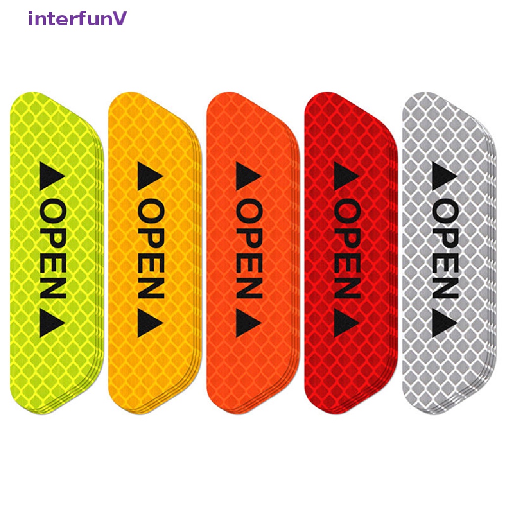 Bộ 4 Miếng Dán Phản Quang Cảnh Báo An Toàn Cho Cửa Xe Hơi / Xe Máy