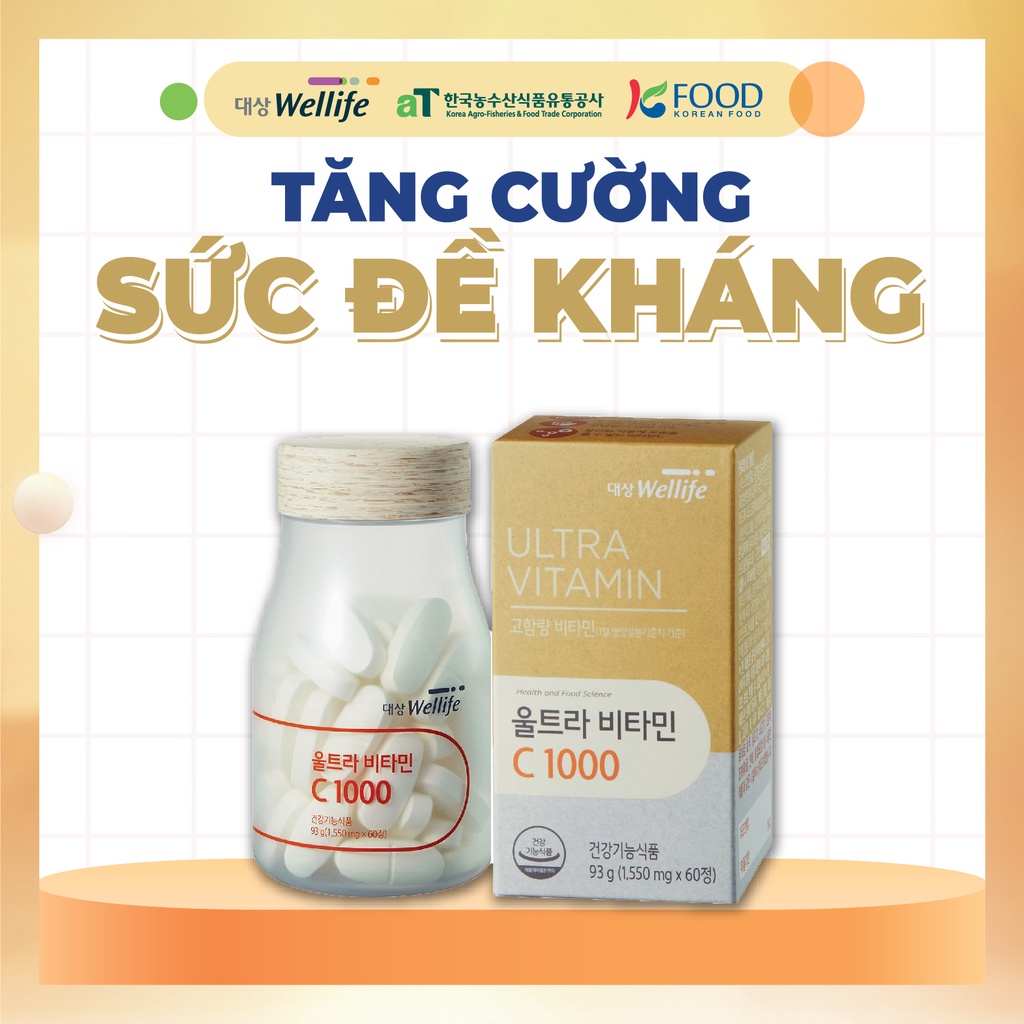 Ultra Vitamin C 1000 Daesang Wellife set 2 hộp x 60 viên