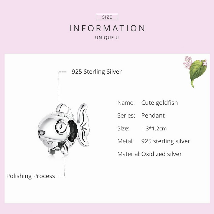 Hạt trang sức Bamoer Bsc543 bằng bạc 925 khẩu độ 4.5mm hình cá vàng thời trang thích hợp làm vòng tay DIY