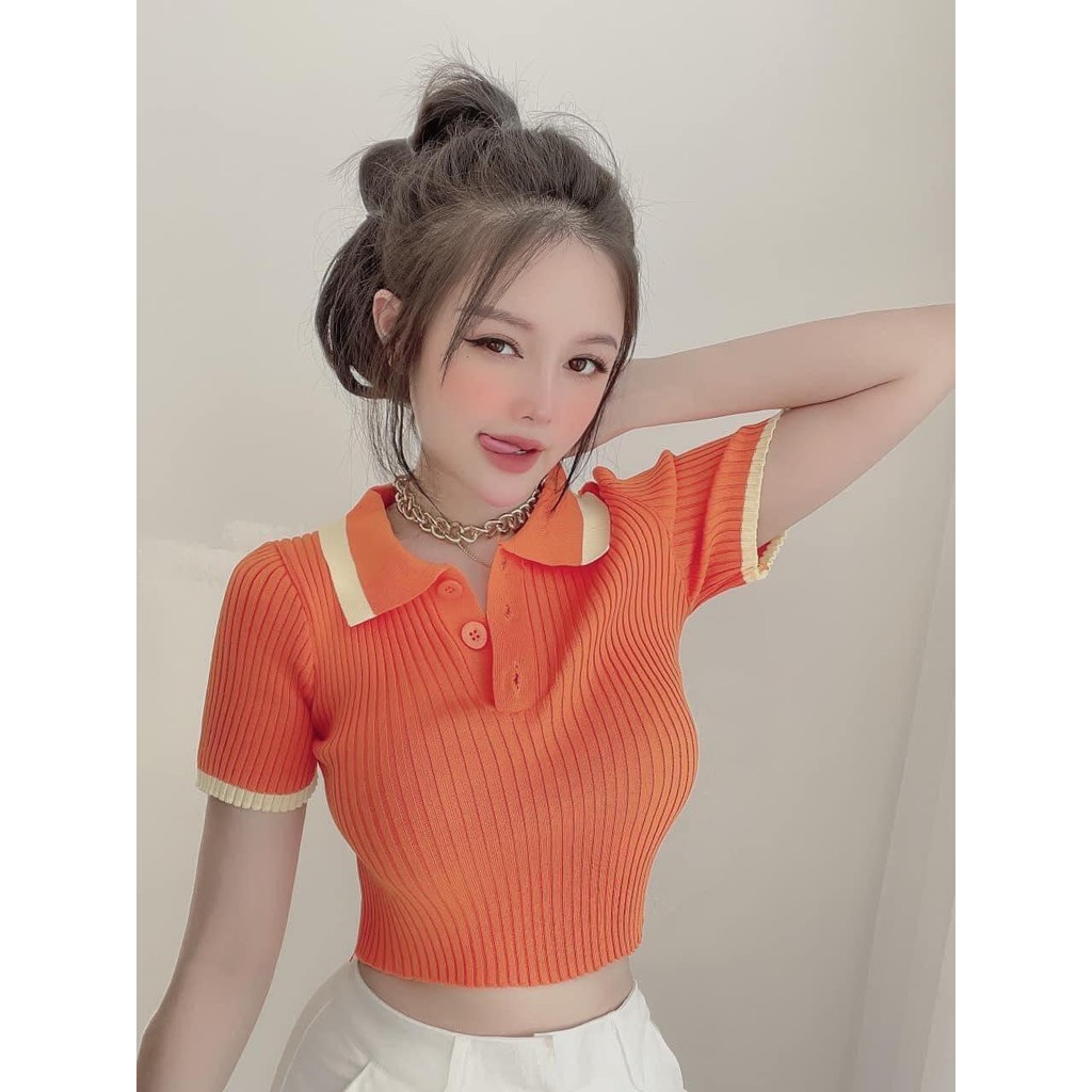 Áo len viền dáng ngắn k33 (kèm ảnh thật,video)