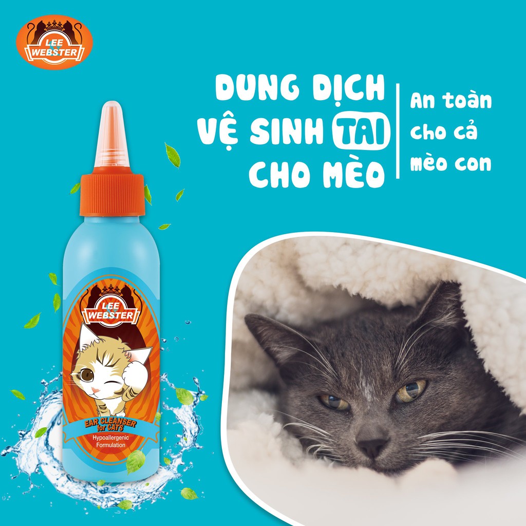 Vệ sinh tai cho mèo nước rửa tai Lee webster 130ml, dung dịch vệ sinh sạch tai cún mèo Con Mèo Xiêm shop