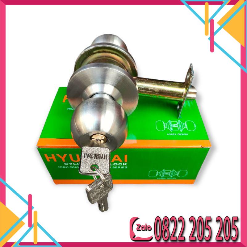 Ổ khóa tay nắm tròn Hyundai khoá cho cửa gỗ cò ngắn cửa nhôm cò dài Inox 3 chìa cao cấp