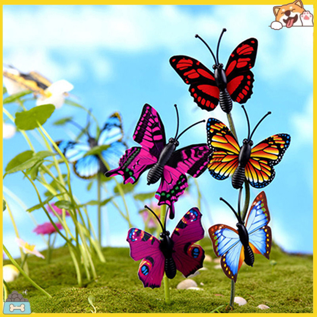 Bộ 4 con bướm 3D màu sắc trang trí cho khu vườn kích thước 4x4cm