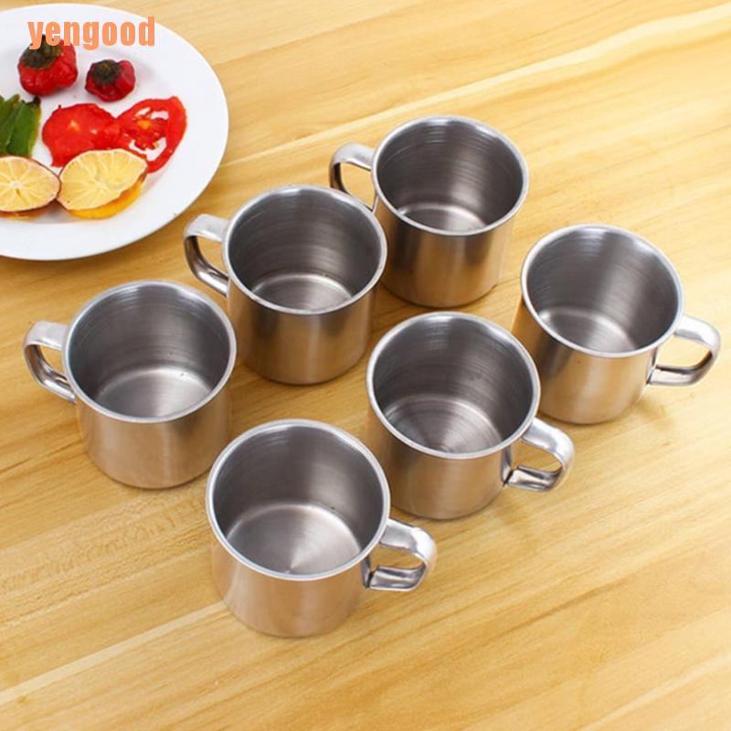 Bộ 6 Cốc Uống Cà Phê Bằng Thép Không Gỉ Tiện Dụng Cho Hoạt Động Ngoài Trời