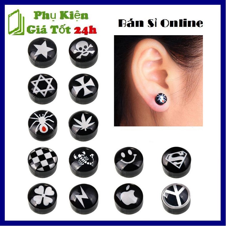 Khuyên tai Nam Châm - Bông Tai Không Cần Xỏ Lỗ Tai ( Giá 1 Cặp )