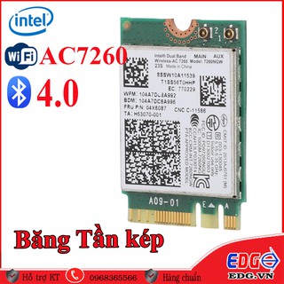 Cạc mạng Laptop Dell , Intel® Wireless-AC 7260 băng tần kép