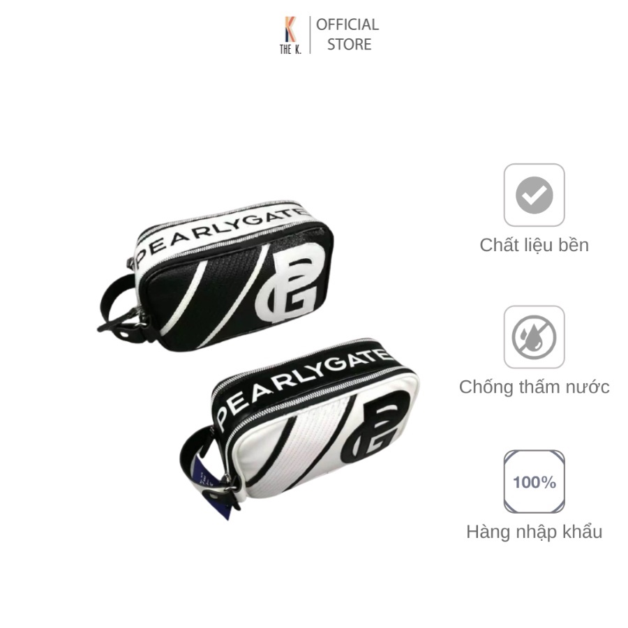 Túi Golf Da Cầm Tay 2 Ngăn Lớn Đen Trắng Cao Cấp - Pouch Bag