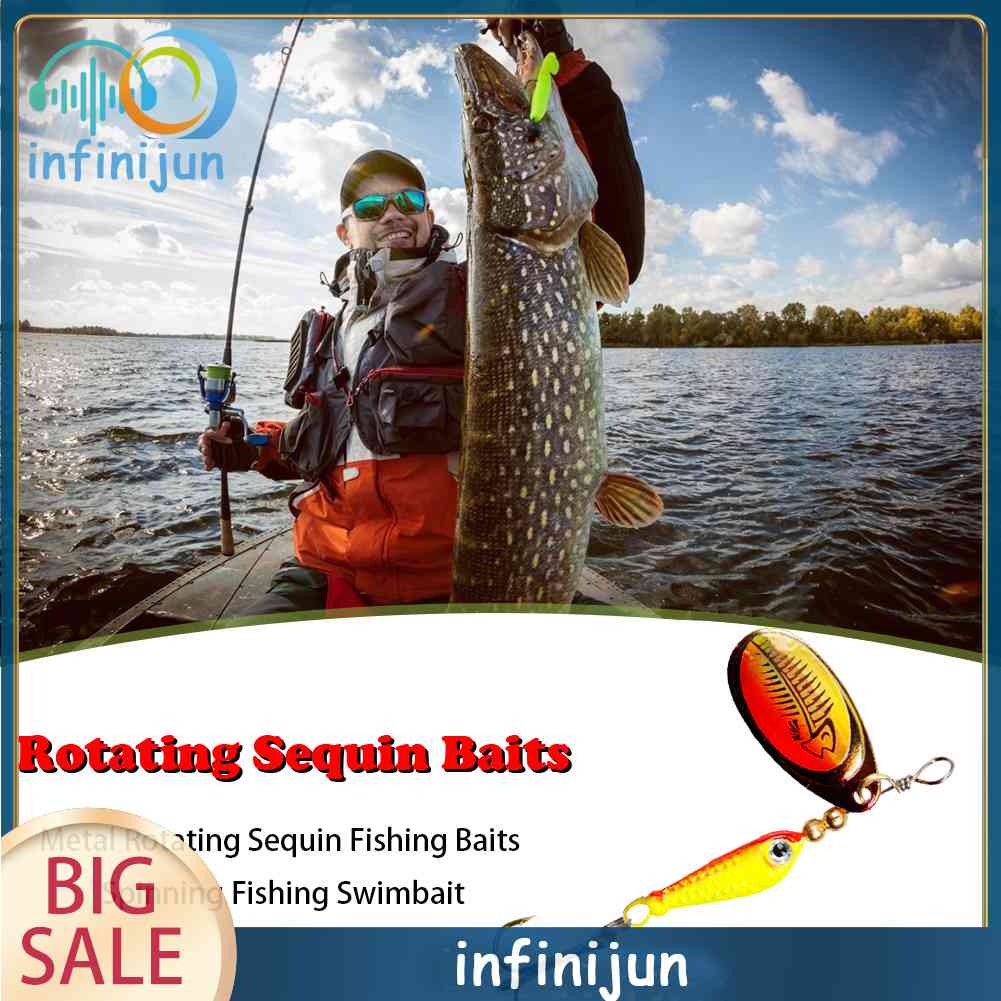 Mồi Câu Cá Giả Bằng Kim Loại Đính Sequin Xoay Được