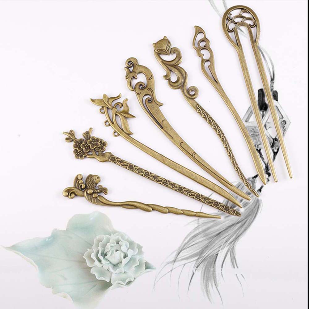 Trâm Cài Tóc Bằng Kim Loại Chạm Khắc Phong Cách Trung Hoa Cổ Điển Cho Nữ