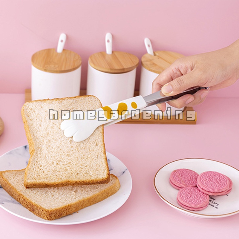 Kẹp Gắp Thức Ăn Bằng Thép Không Gỉ Hình Chân Mèo Hoạt Hình Dễ Thương