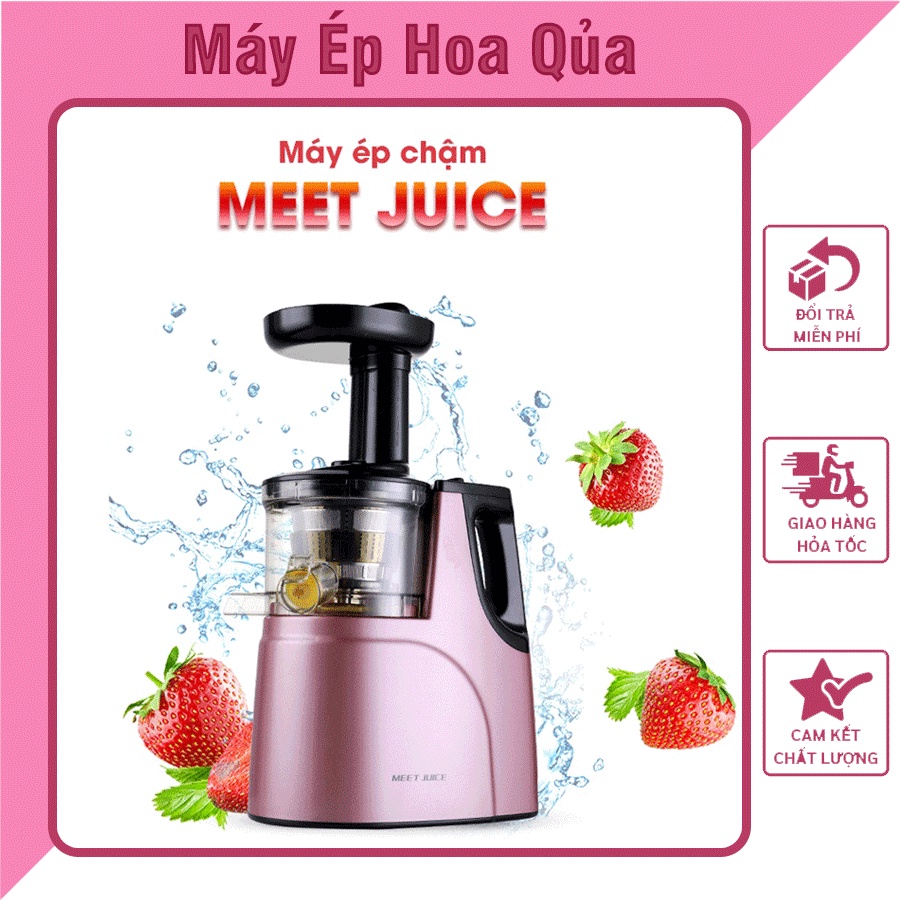 MÁY ÉP CHẬM MEET JUICE, Máy ép trái cây hoa quả Chính hãng, Vắt kiệt Bã, Tặng 2 cốc đựng nước, Bảo hành 12 tháng!