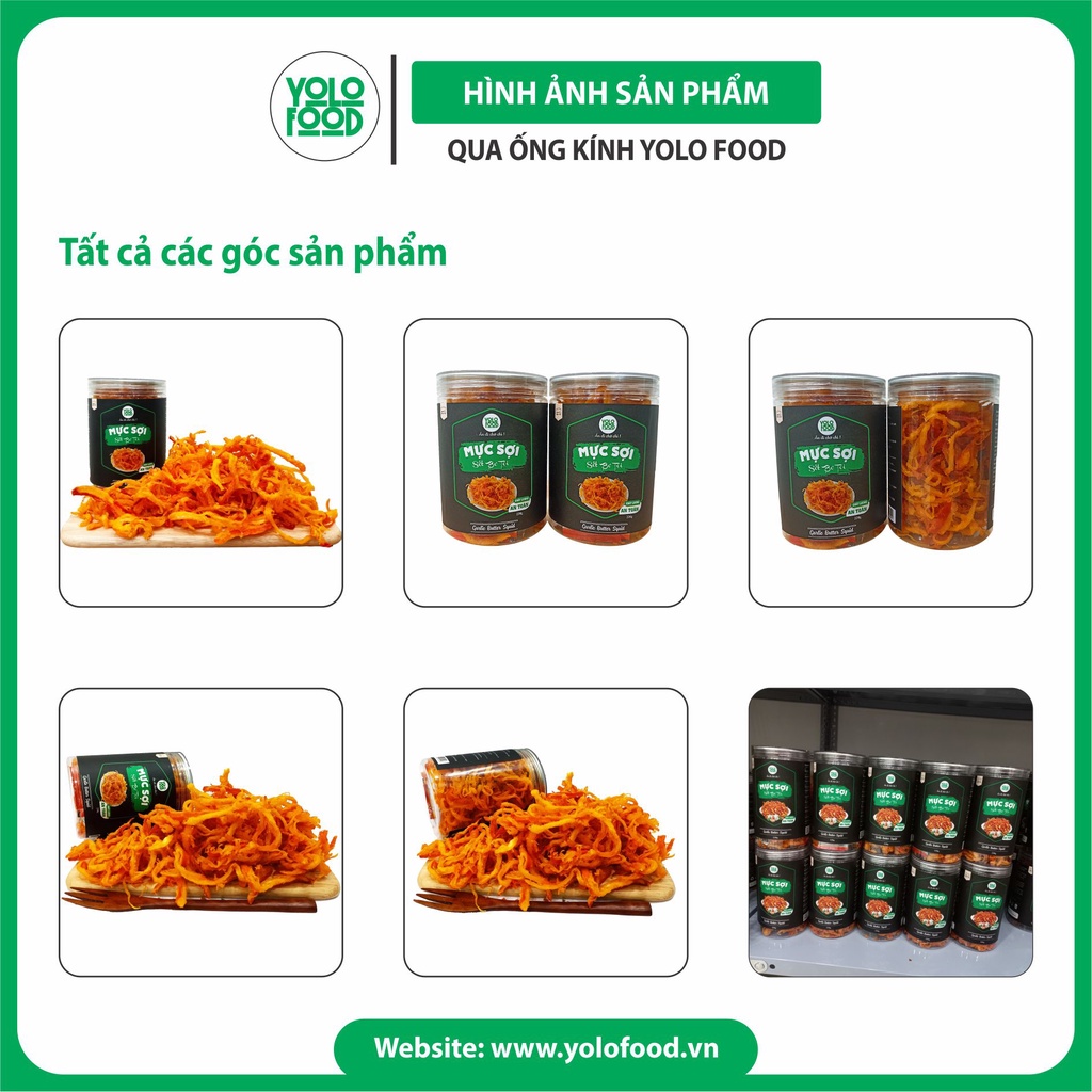 Mực sốt bơ tỏi 220g YOLO FOOD đồ ăn vặt, chất lượng, khô mực xé sợi bơ tỏi vị thơm béo cay cay ngon , đóng hộp atvstp