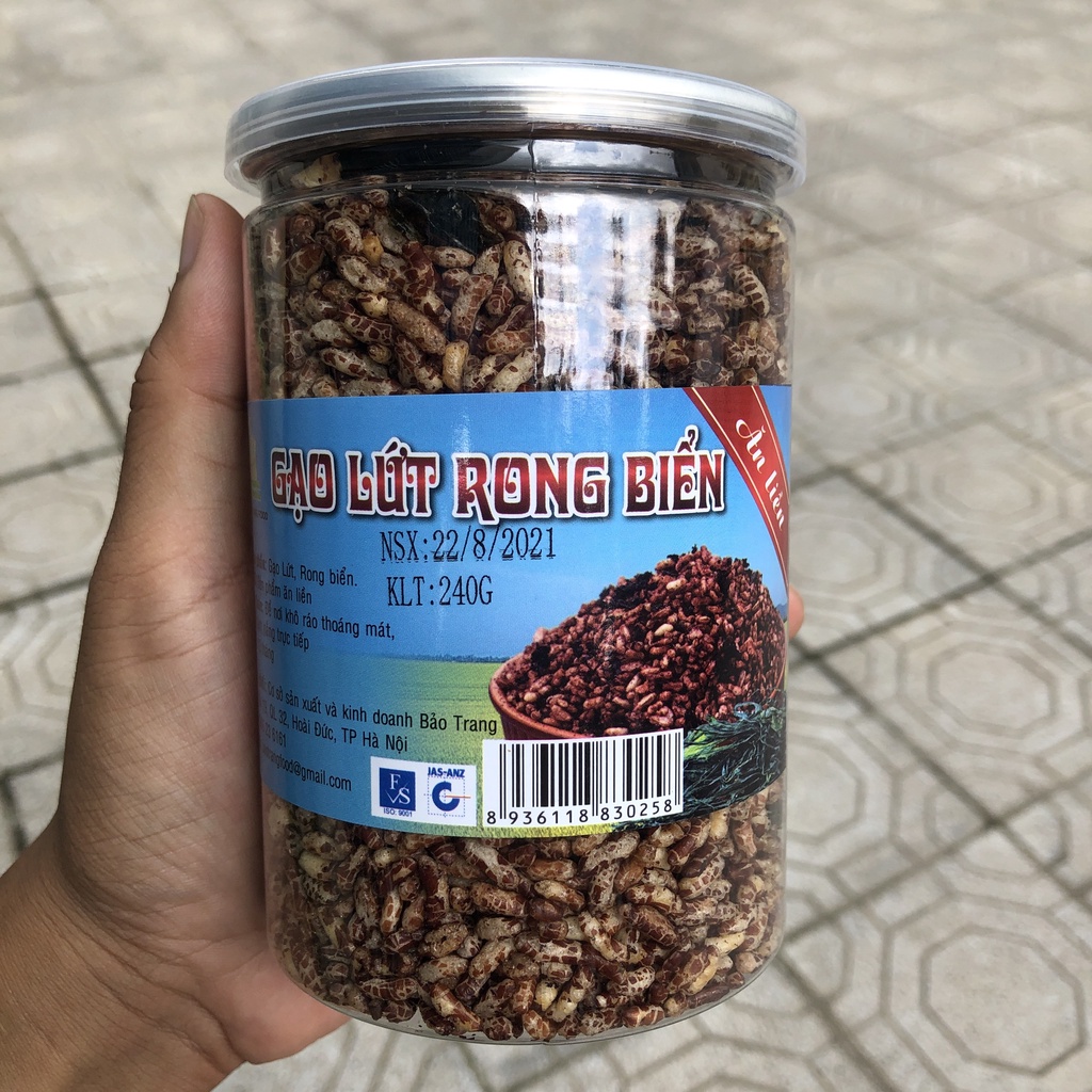 Cơm cháy Gạo lứt rong biển ăn liền 450g, Gạo lứt rong biển có vị mặn cho người ăn kiêng ăn chay IMINT FOOD