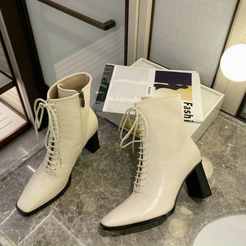 X(ẢNH THẬT) Boot Cổ Thấp Gót 7p Dây Buộc Sexy  Da Mềm Êm Fullbox Cao Cấp