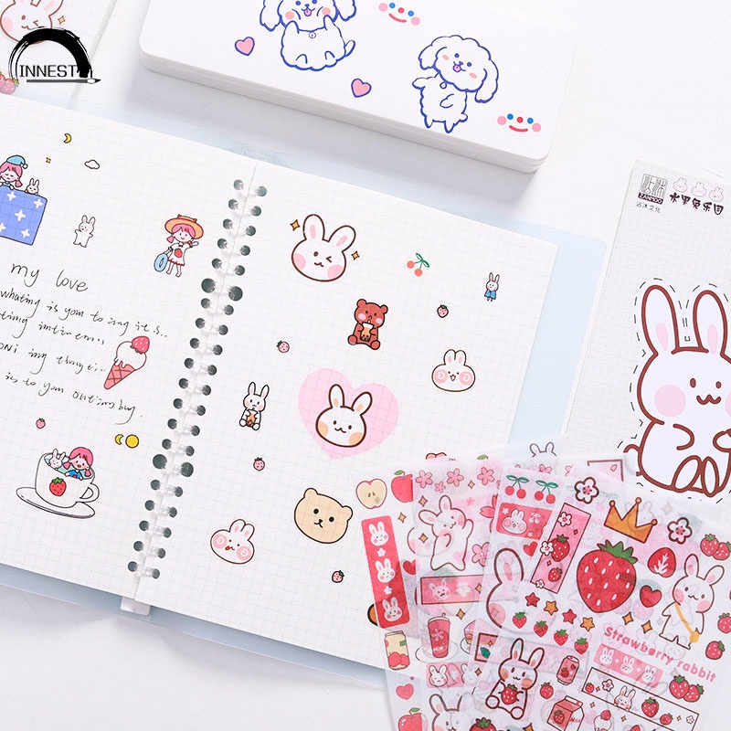 Set 4 Miếng Dán Trang Trí Sổ Tay DIY Hình Thỏ Bunny Dễ Thương