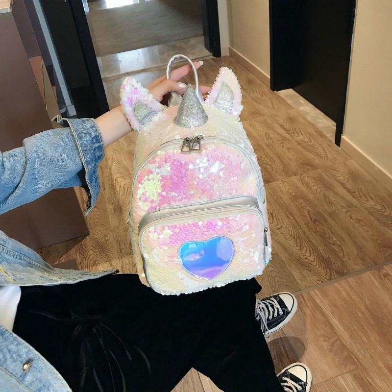 Glitter Gold silver Sequin Unicorn Backpack