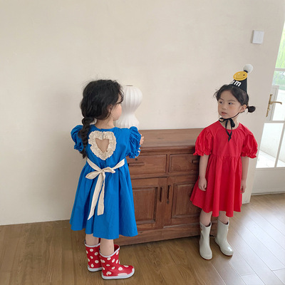 Đầm công chúa ngắn tay hở lưng cho bé gái dễ thương xinh xắn