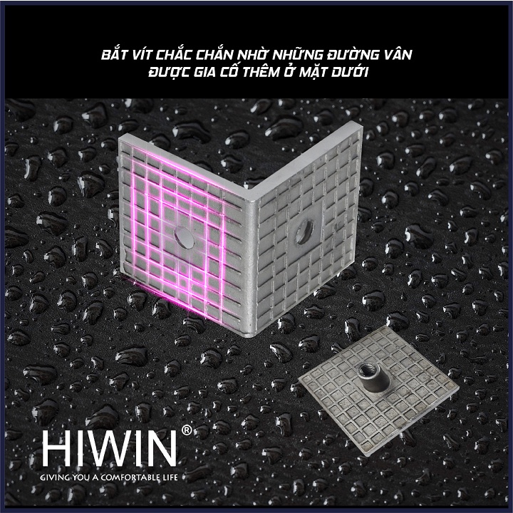 Kẹp định vị cabin tắm 90 độ kính tường cạnh vát chất liệu inox 304 mặt gương HIWIN FC-2082