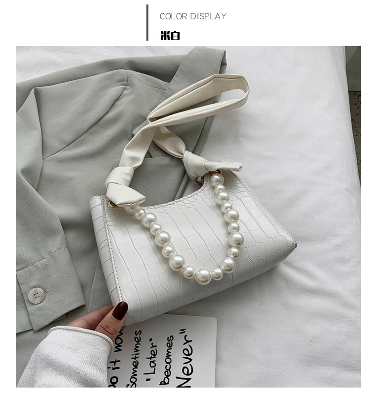 Túi xách đeo vai thiết kế quai xách kiểu chuỗi ngọc trai sang trọng cho nữ