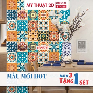 Decal gạch bông dán tường Luxury_Mua 3 set tặng 1 set_Sét 32 ô 15x15cm
