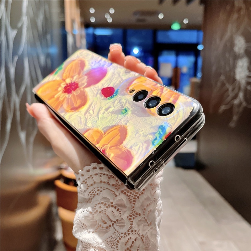 Ốp Điện Thoại Blu-Ray Chống Sốc Họa Tiết Hoa Hoạt Hình Cho Samsung Galaxy Z Fold 3