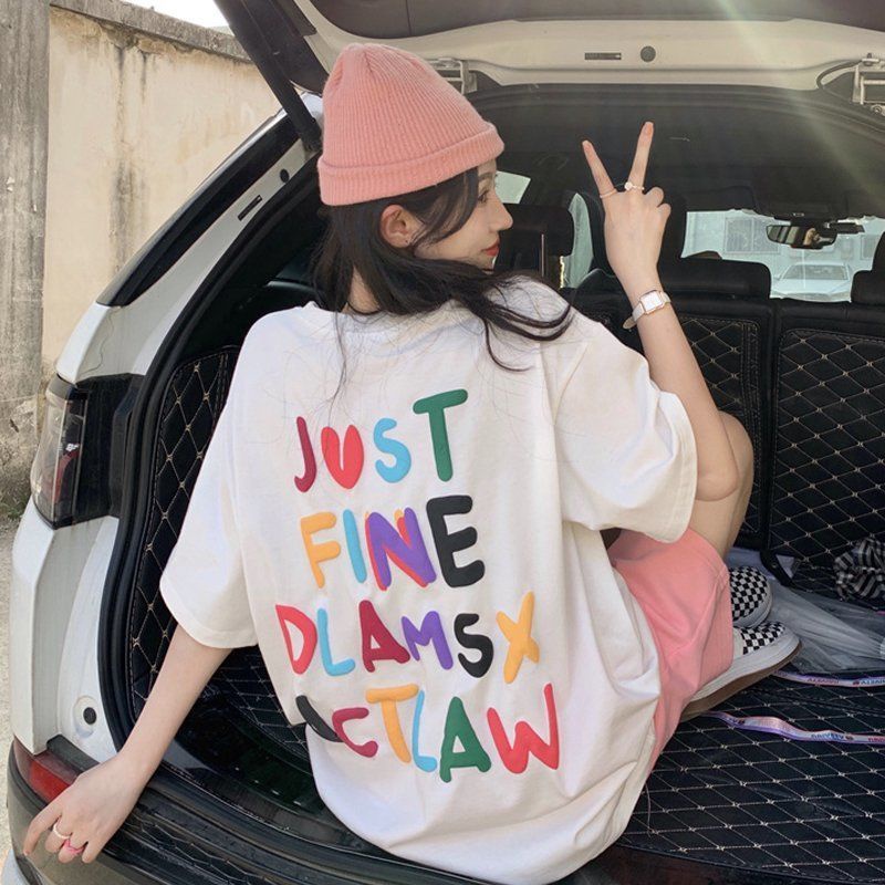 Áo thun tay lỡ JUST FINE DLAMSX ACFLAW ❤️ Áo phông oversize form rộng unisex  nam nữ - A09 - Happy Style