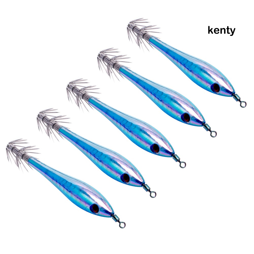 Kt KT Ktt☀Set 5 Mồi Câu Cá Giả Dạ Quang Dạng Mực Cứng 10cm