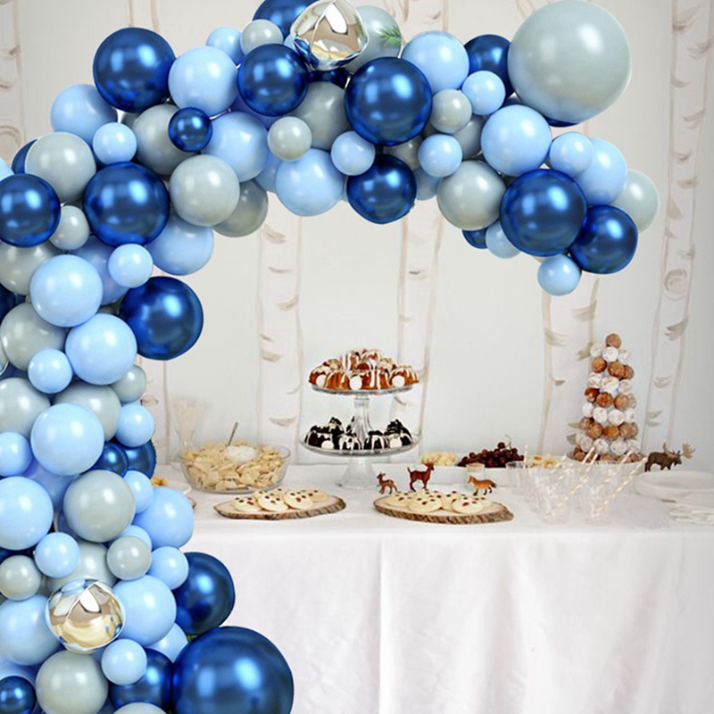 Bộ Bong Bóng Bay Xanh Dương Trang Trí Sinh Nhật 1 Tuổi