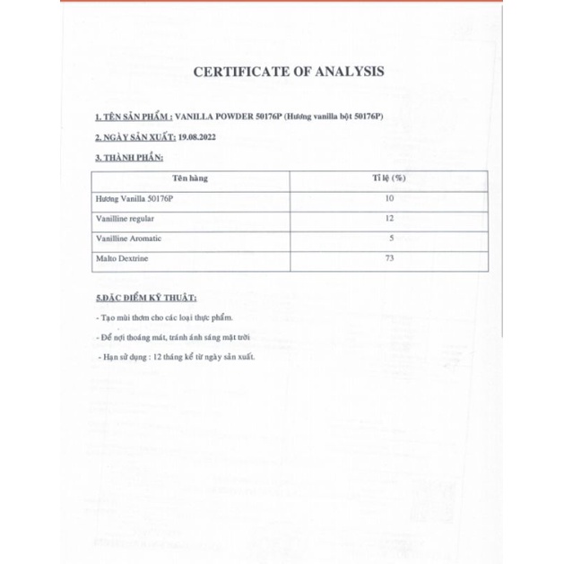 HƯƠNG  VANI BỘT THƠM  GOLDEN MOON HỘP 1KG - HƯƠNG THỰC PHẨM