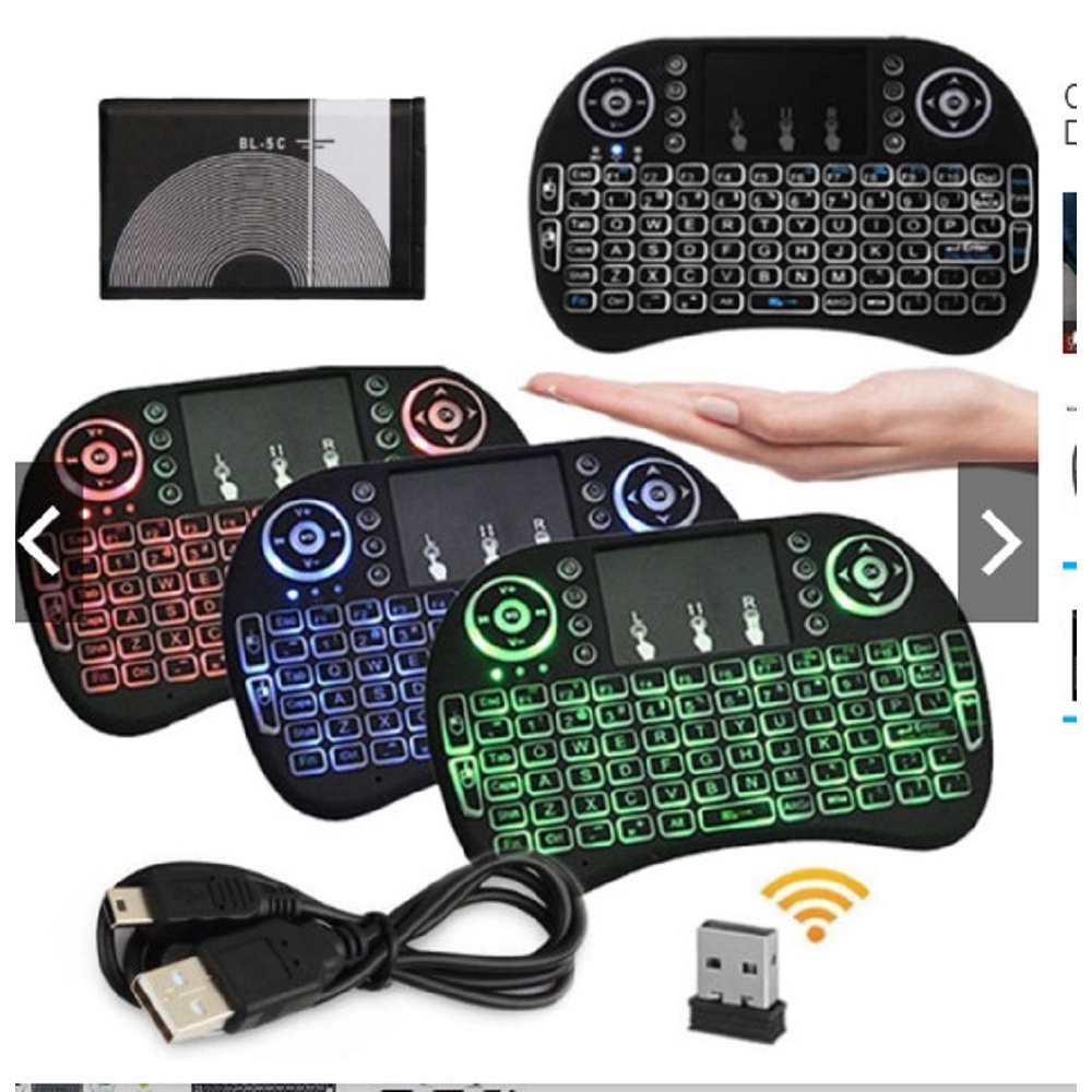 Chuột Bay Kiêm Bàn Phím Không Dây UKB500 i8 Cho tivi Android Box , có đèn led 7 màu, DÙNG 2 PIN 3A