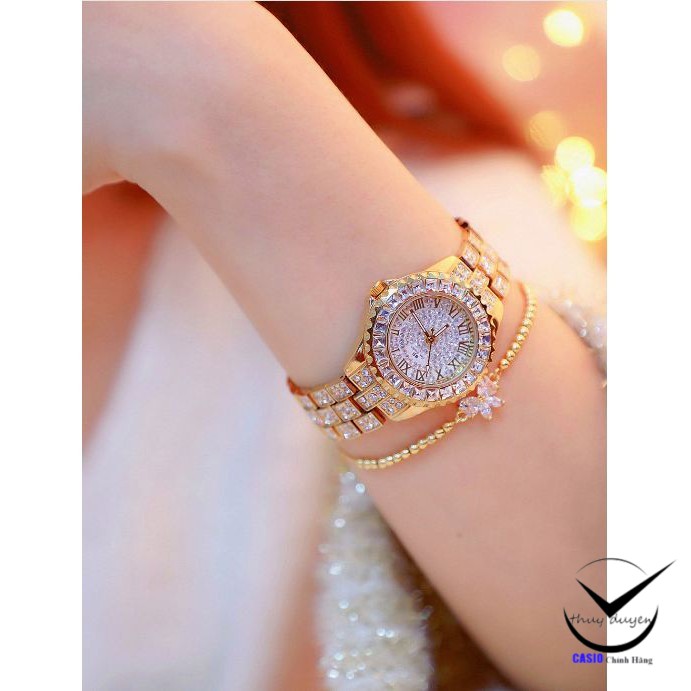 (|Tặng kèm lắc tay xinh xắn) Đồng Hồ Thời Trang Nữ BEE SISTER BV Đính Đá Cực Sanh Chảnh