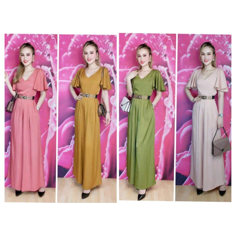 jumpsuit lụa tay cánh tiên hàng thiết kế