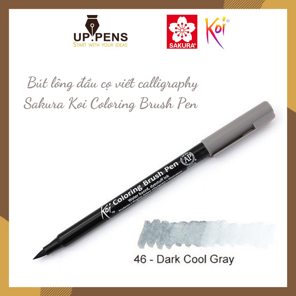 Bút lông đầu cọ viết calligraphy Sakura Koi Coloring Brush Pen – Màu xám (Dark Cool Gray)