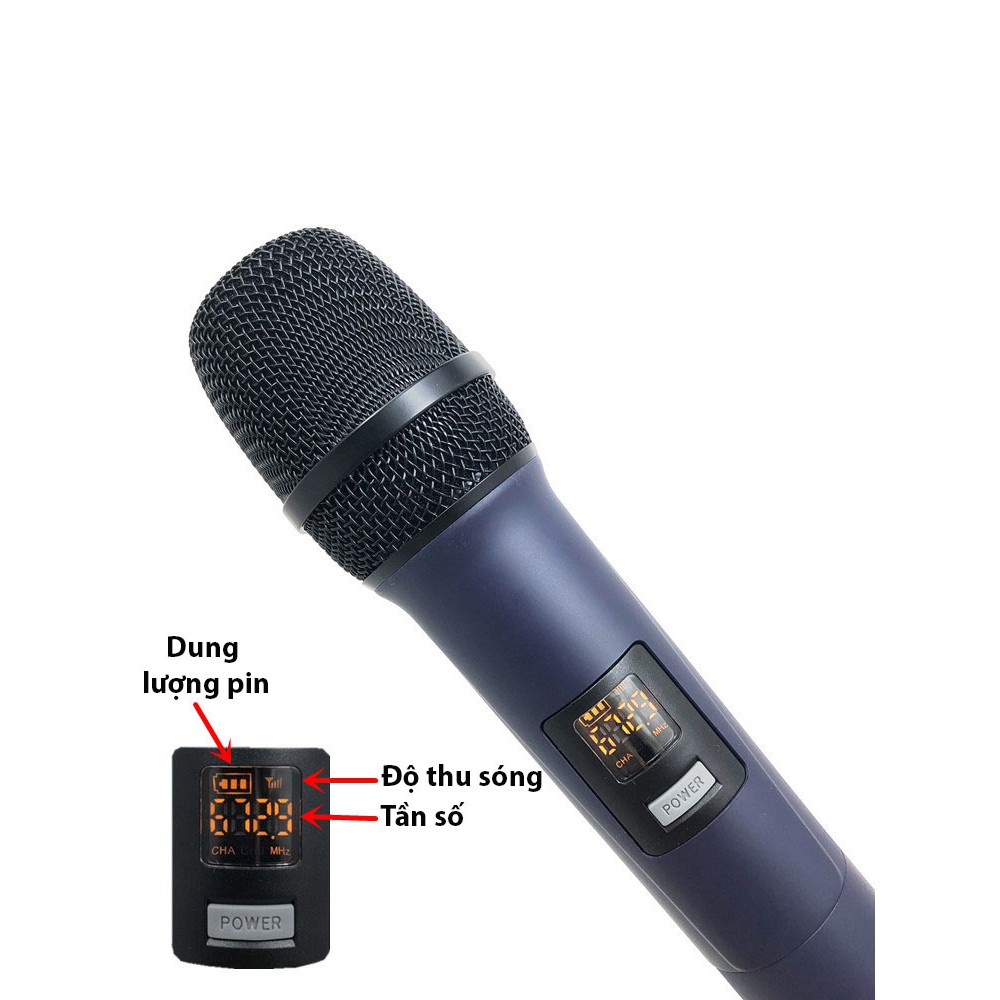 [2 mic] Micro karaoke không dây cao cấp JSJ W-15 tích hợp màn hình led chuyên nghiệp,sử dụng công nghệ sơn tĩnh điện