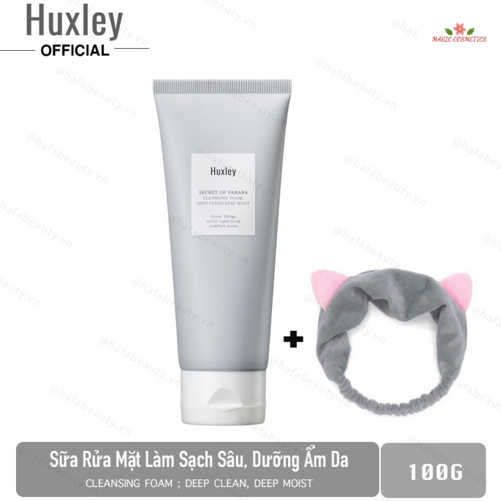 [Mã giảm giá] Sữa rửa mặt Huxley Cleansing Foam; Deep Clean, Deep Moist 100g + Tặng 1 Băng đô tai mèo (ngẫu nhiên)