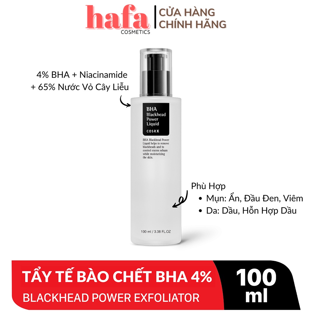 Dung Dịch Tẩy Tế Bào Chết Hoá Học 4% BHA COSRX Blackhead Power Liquid Exfoliator 100ml