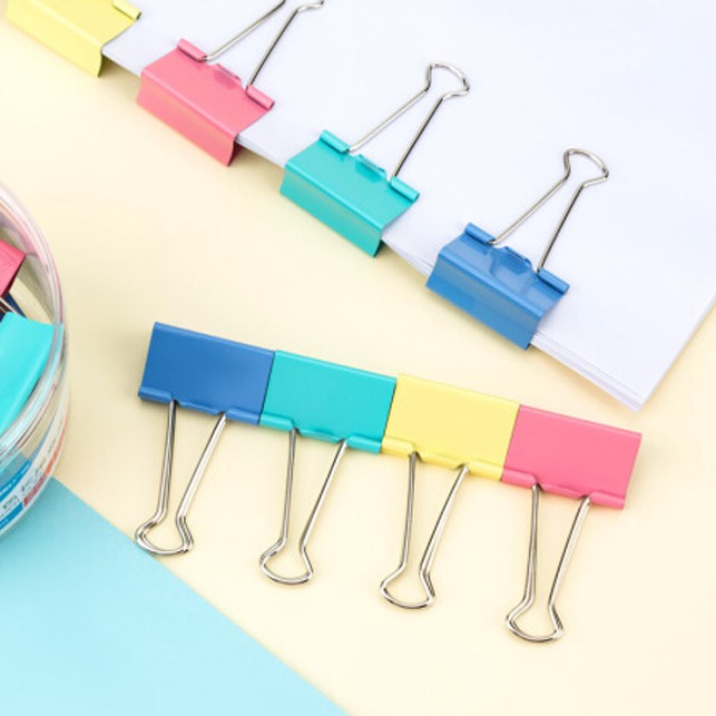 Kẹp Bướm 32mm (24 chiếc/hộp) GuangBo, kim loại mạ sơn, Hồng, Xanh dương, Xanh lá, Vàng JTC008