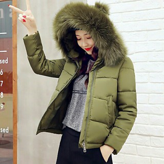 (Hàng sale)Áo phao dáng ngắn dày ấm mũ lông cách điệu Hàn Quốc (order nhanh)
