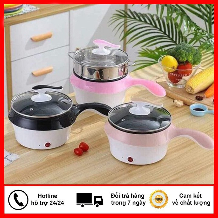 Nồi Lẩu Đa Năng -bếp điện đa năng nồi lẩu mini đa năng vừa ăn lẩu và nướng chống dính cao cấp 2 núm chỉnh nhiệt NL03