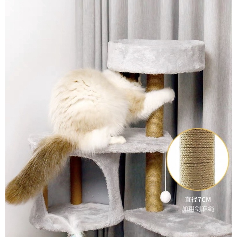 Cattree xám cho mèo to kèm đồ chơi - cào móng cao 85cm